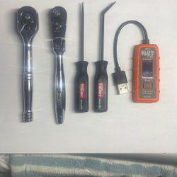 2x 1/4” Ratchets From Kobalt And hyper Tough+ Mini Pry Bar Set+ Klein Tools ET900, $40 For All