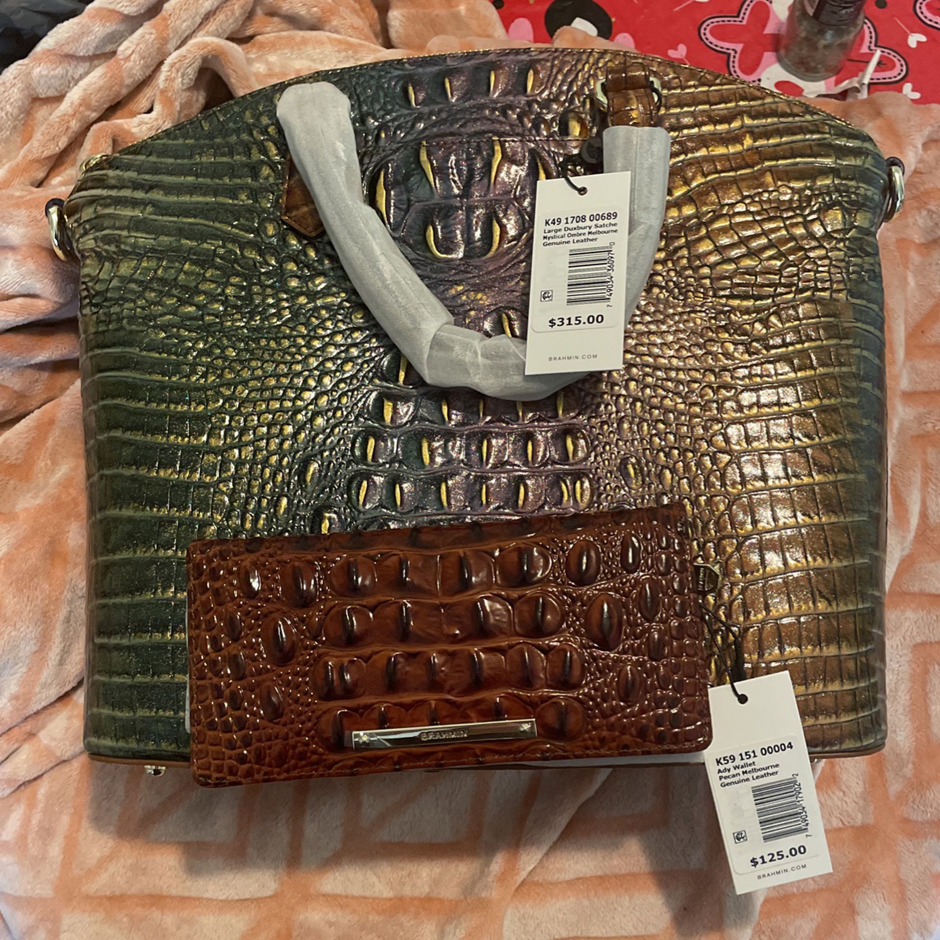 Brahmin Purse Handbag & Wallet Set - Crocodile $250 for Sale in Port St.  Lucie, FL - OfferUp