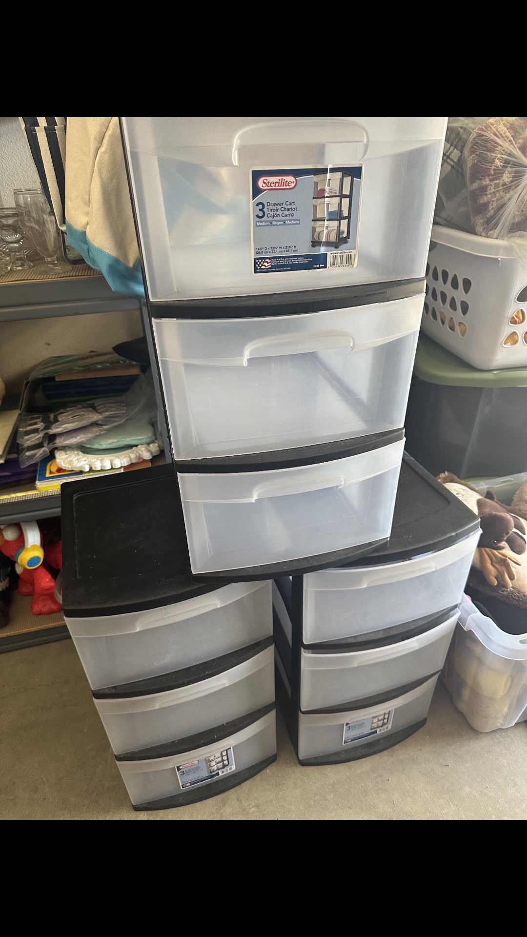 3 Sterilite Drawer Cart Containers $12. Ea.