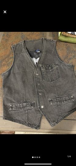 H & M Men black denim vest vintage acid wash size XLarge