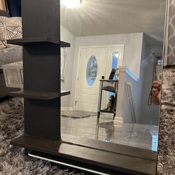Bathroom Mirror With Shelves And Towel Holder 