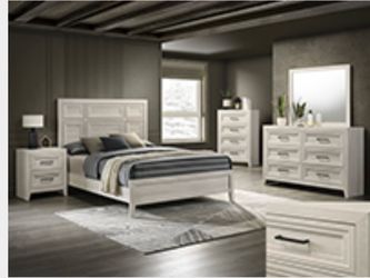 4- Pc Bedroom set Dresser,Mirror  Nightstand (1) Queen size bed frame  Not including Mattress and Box Sp
