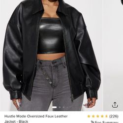 Fashion Nova Oversized Faux Leather Jacket 