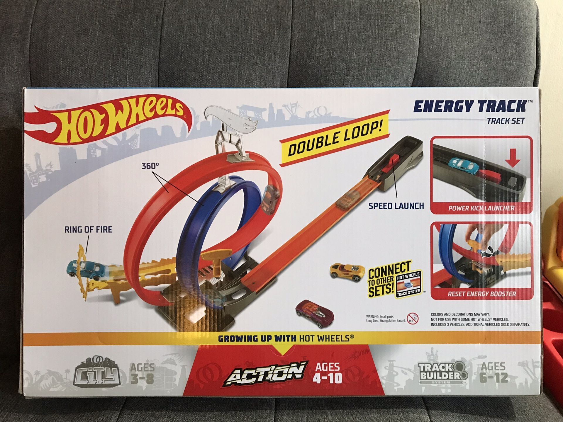 Hot Wheels Action Energy Track Double Power Loops Track Set 3 Cars NEW &  SEALED