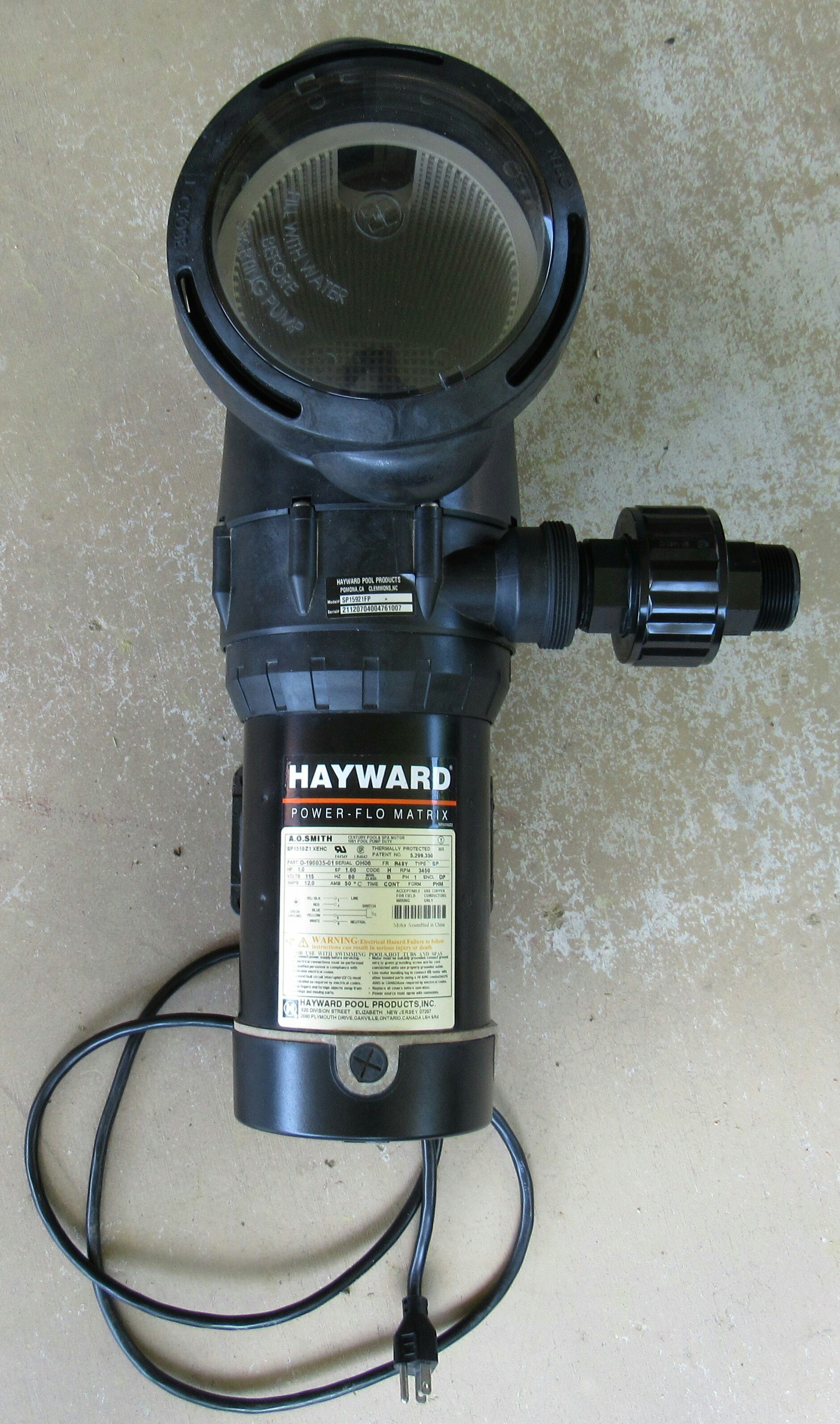 Hayward Power-Flo Matrix 1.0 HP above-ground pool pump, Model SP1592