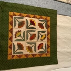 Wall Hanging Or Table Square Fabric With Wool Appliqué 