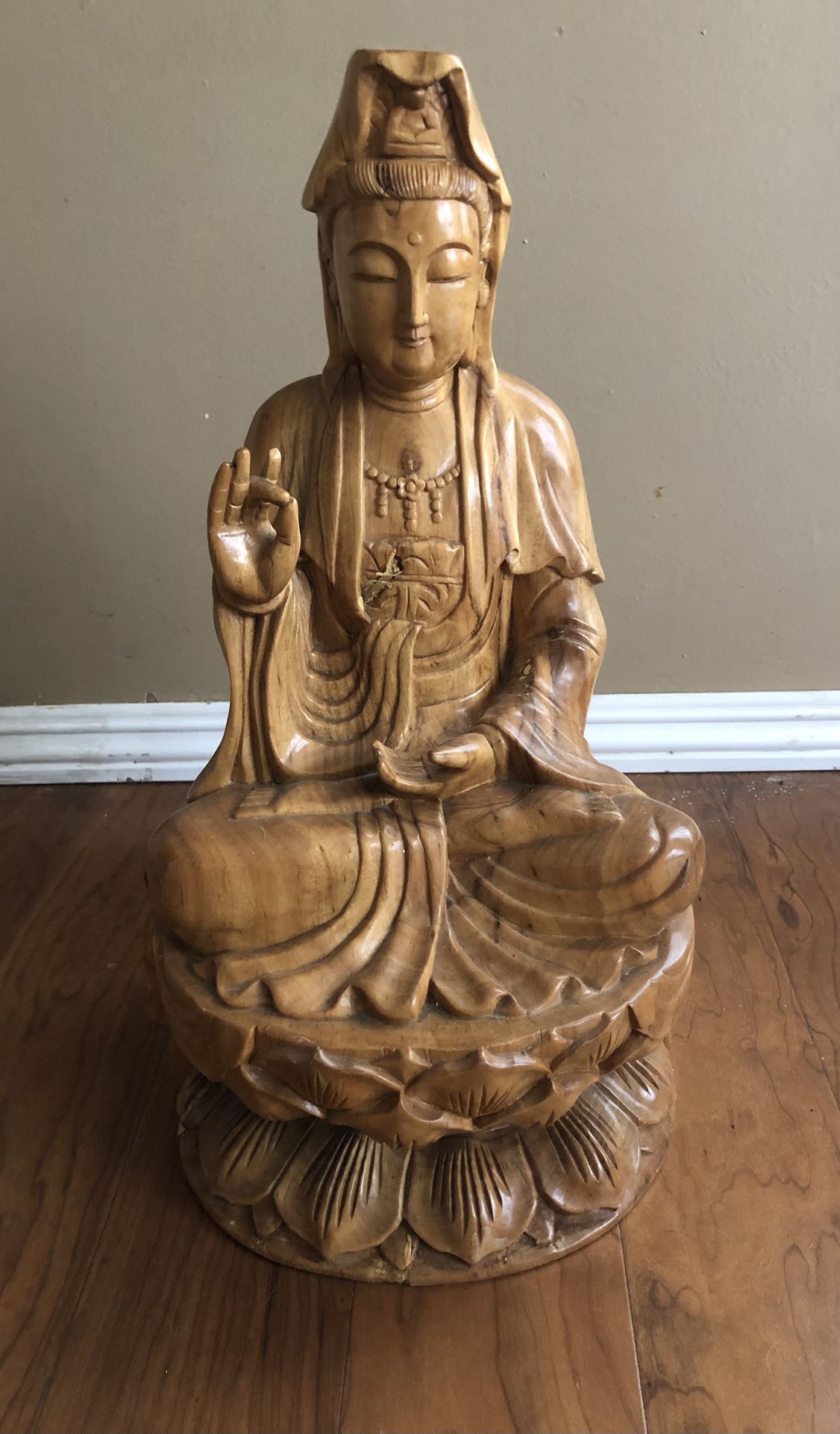 Buddha Wooden Statue, 20”