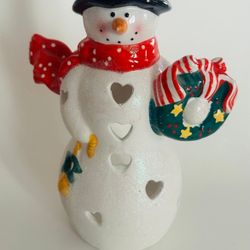 Christmas Holiday Snowman Candle Holder Hallmark Decoration Winter Holiday Decor