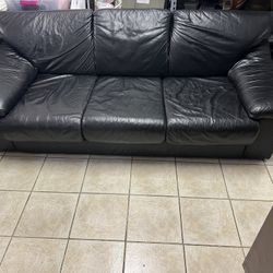 Black Leather Sofa Couch 