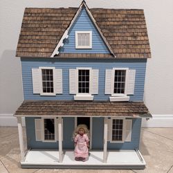 Wooden Doll House for 6.5” Mini Dolls Two Floors & Attic Dolls not Included