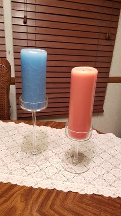 Glass Pillar Candle Holders by Partylite