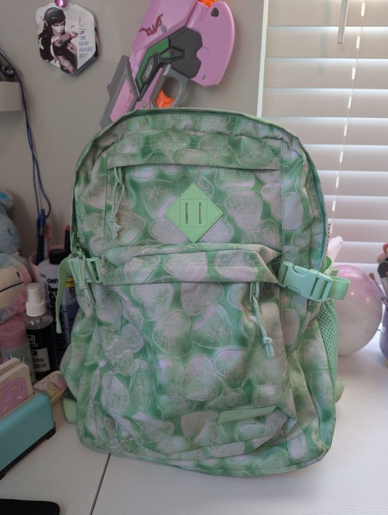~ Green Candy Hearts Jansport Backpack ~