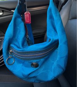 Y2K blue nylon coach purse