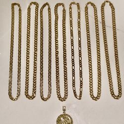 18K Gold Chain Necklace, Cuban, Figaro, Franco, Diamond-Cut Miami Cuban Curb 24”