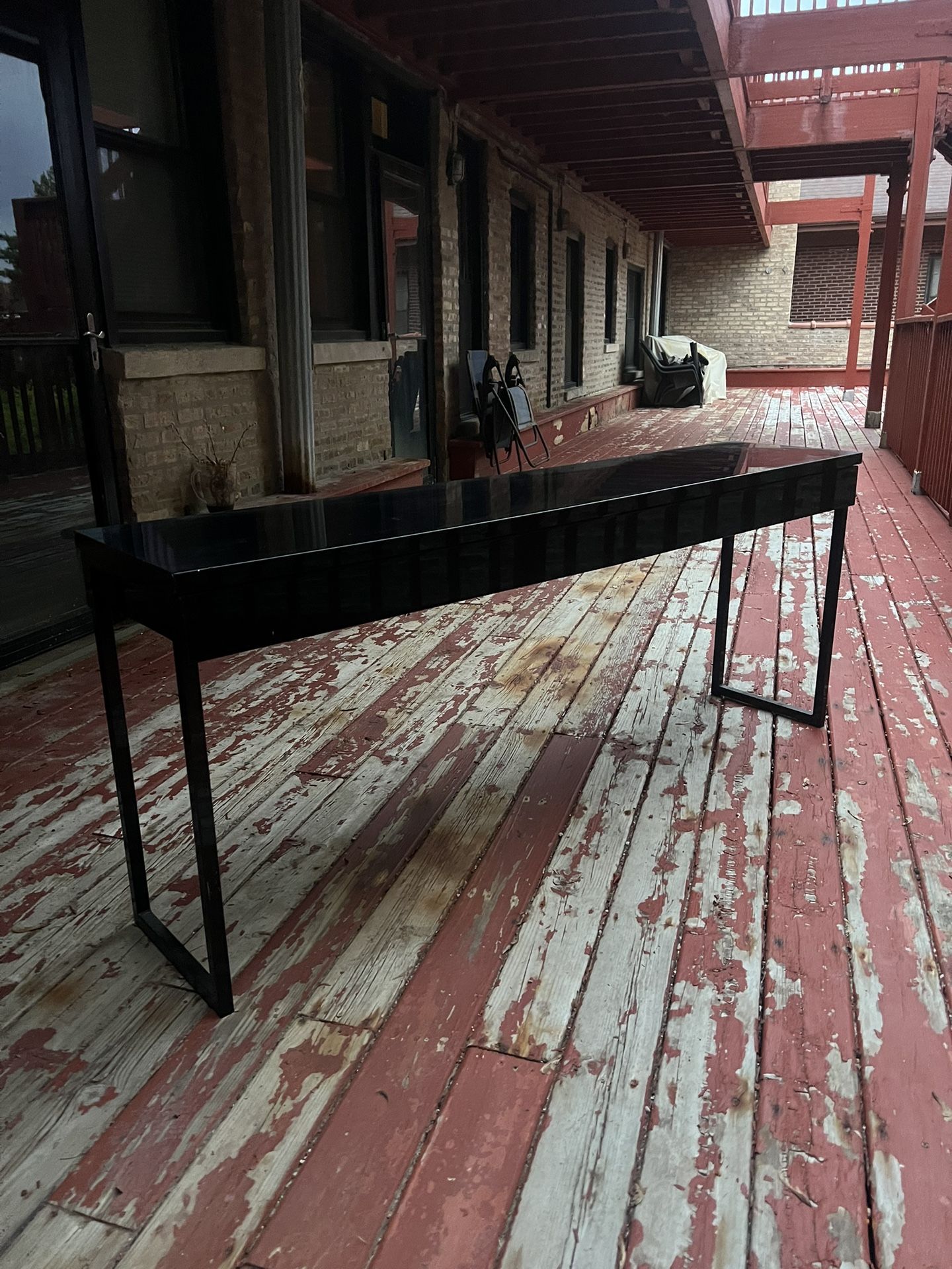 Large Black Wood Console Table 