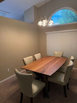 Wood Dining Table with 6 Chairs