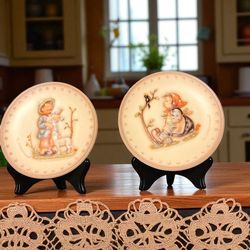 Hummel Goebel Miniature Plates HUM 990 The Lost Sheep HUM 978 Happy Pastime, 3.5”