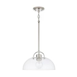 Malou 1 - Light Single Dome Pendant in chrome. 8'' H X 14'' W X 14'' D MSRP $315. Our price $74 + sales tax 