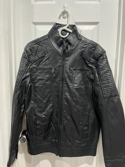 Black Jacket Size M , Unisex, Imitation Leather.