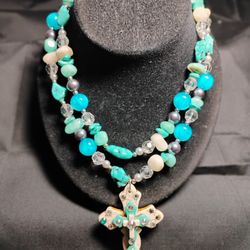 Handmade Necklace w/ Pendant & Swarovski Crystals 