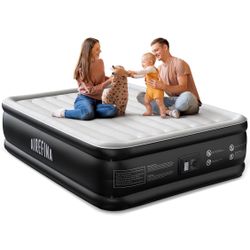 Airefina Air Mattress Queen with Built in Pump, Blow Up Mattress Inflatable Mattress Easy and Quickly Inflation/Deflation Upgrade Air Coil Portable wi