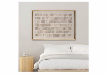 SIGNWIN Framed Canvas Print Wall Art Beige Taupe Brush