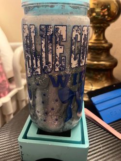 Blue Collar Wife Glitter Glass Can Cup