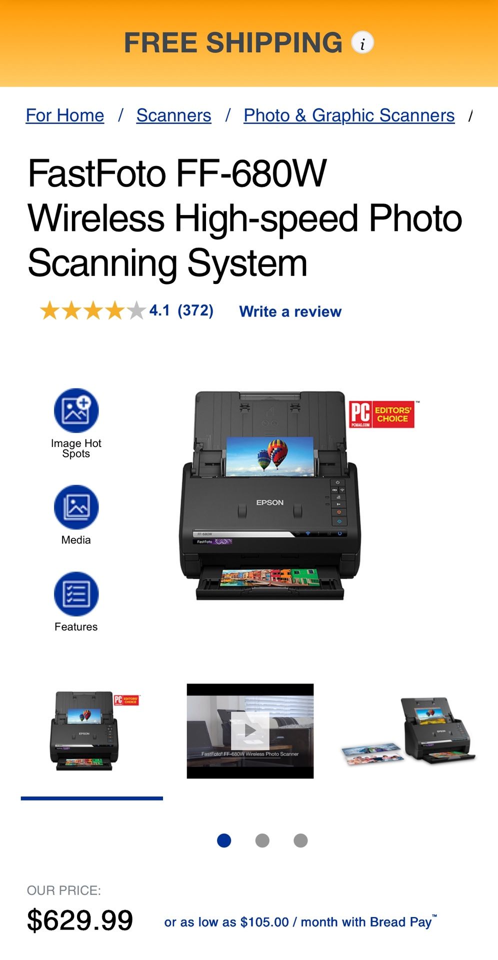 FastFoto FF680W Wireless High Speed Scanning