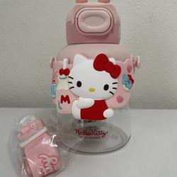 Hello kitty water bottle with carry on strap