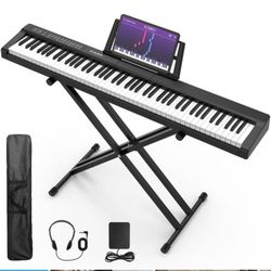 88 Key Full Size Semi Weighted Electronic Keyboard Piano Set with Stand