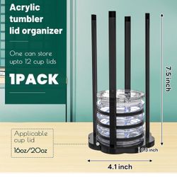 Acrylic Cup Lid Holder Organizer for 16oz Glass Cup Lids, Cup Lid Storage for 20