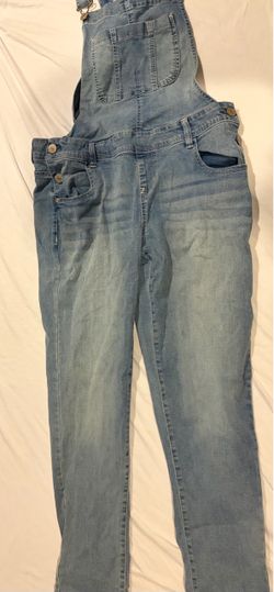 Wallflower Women's Denim Overalls Size Large Blue Jean Bib Adjustable Straps