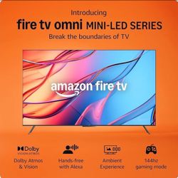 Amazon Fire TV 85" Omni Mini-LED Series, QLED 4K UHD smart TV, Dolby Vision IQ, 144hz gaming mode, Ambient Experience, hands-free with Alexa, 2024 rel