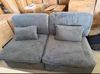 Sofa couch 2 seats,wide and deep,fabric gray,L60”xD34”xH33”