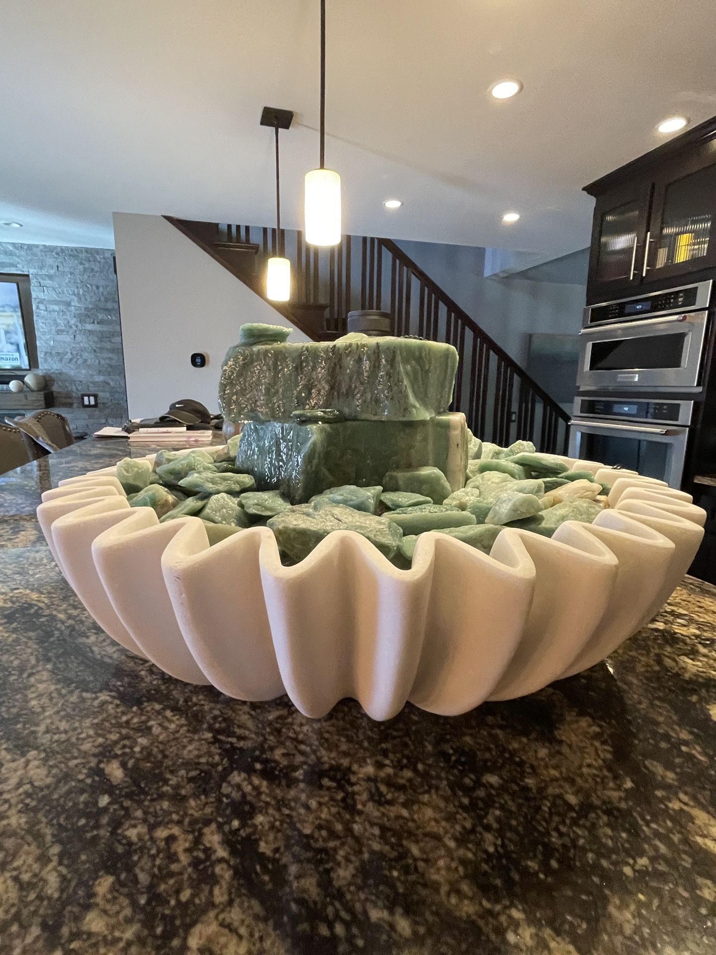 Turquoise Quartzite & Marble Fountain – Indoor/Outdoor