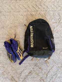 Uw football bag and 12.5 adidas’s cleats