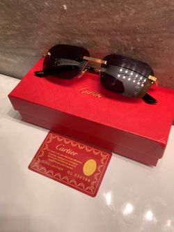 Cartier black lenses Gold spiral rims shades for men