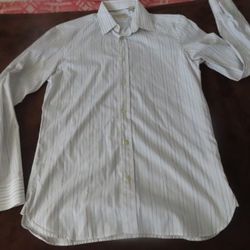 Burberry Mens Shirt Size 15.5/39 Long Sleeve Button White purple Striped