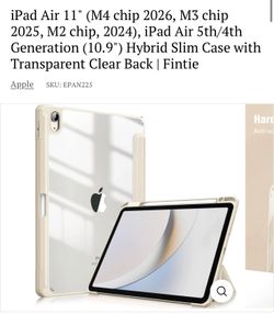 iPad Air 11" (M4 chip 2026, M3 chip 2025, M2 chip, 2024), iPad Air 5th/4th Generation (10.9") Hybrid Slim Case with Transparent Clear Back | Fintie