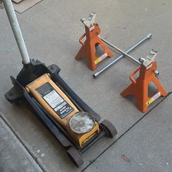3 Ton floor jack, jack stands, lug wrench cross bar