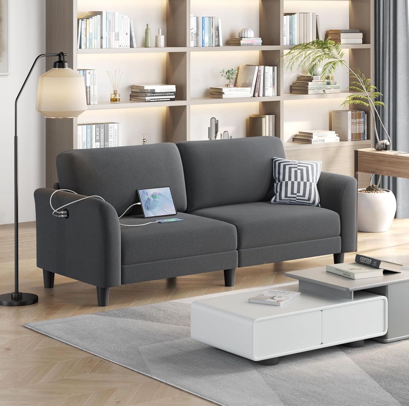 Brand new 67” Yaheetech Loveseat Sofa – Dark Gray – w/ USB Ports