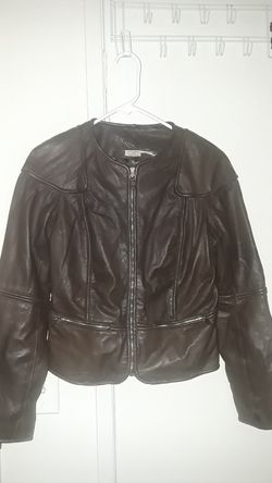 brown leather jacket size 10 it's like a Medium soft quality 100% leather in great condition