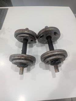 40 pounds of dumbbells with 2.5 lb and 7.5lb plates