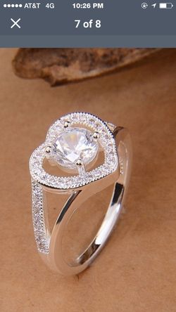 STERLING SILVER CUBIC ZIRCONIA LADIES HEART SHAPED RING
