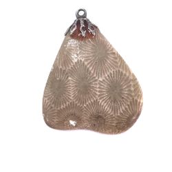 Petoskey Stone Pendant Fossilized Rugose Coral Hexagonaria percarinata Fossil