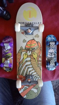 Skate boards and wrestling men