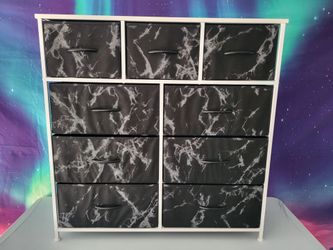 Dresser - White Frame, Black Marble Drawers