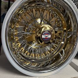 13x7 Zenith Crosslace Triple Gold Wire Wheels And Whitewall Tires Finance Available 