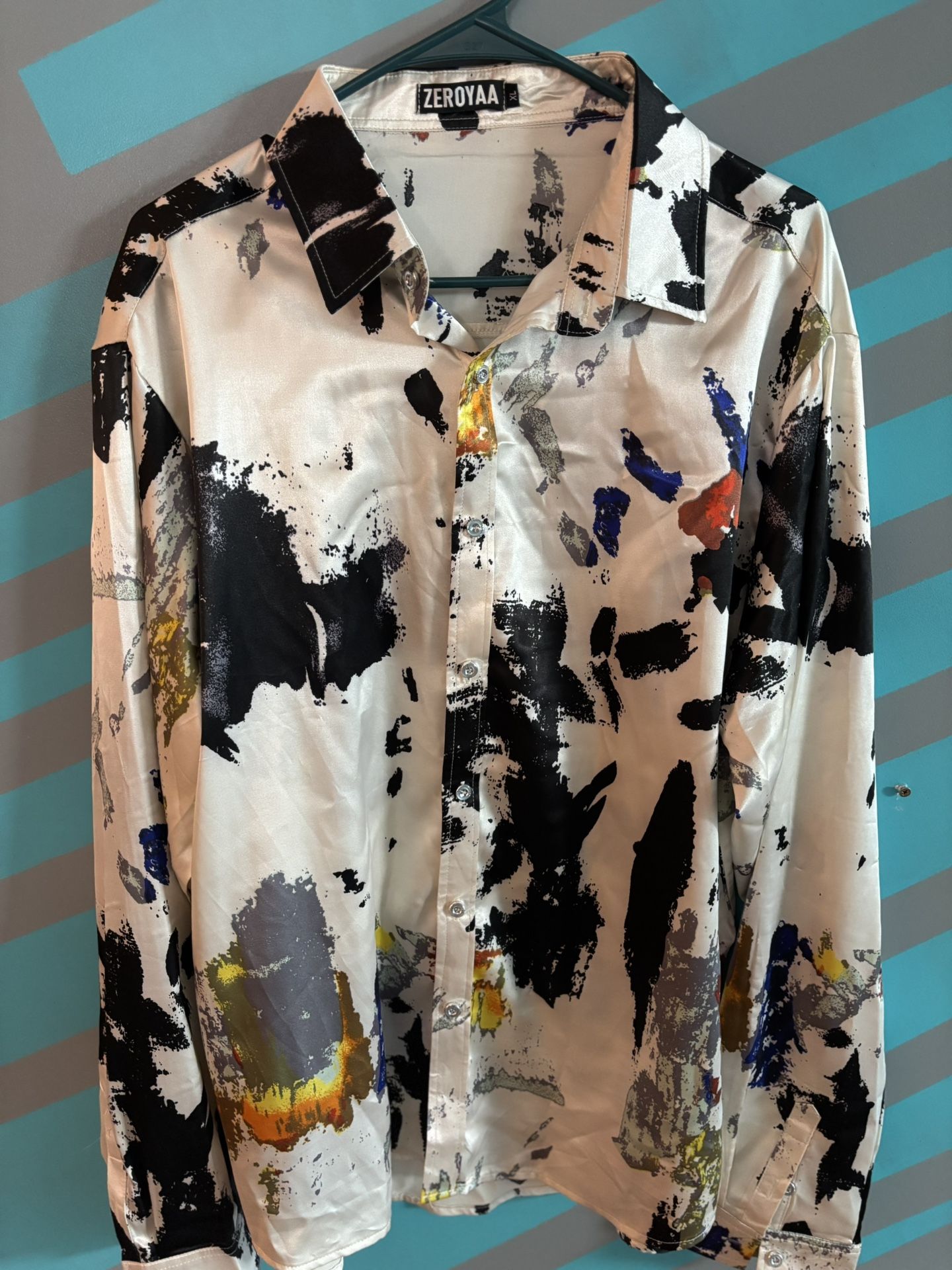 Men silk Button up dress shirt