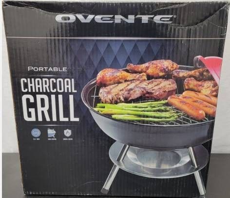NEW OVENTE Portable Charcoal Grill - 13.4 in, Dual-Venting System